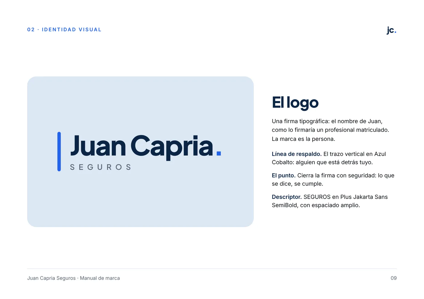 Manual de Juan Capria Seguros: página del logo