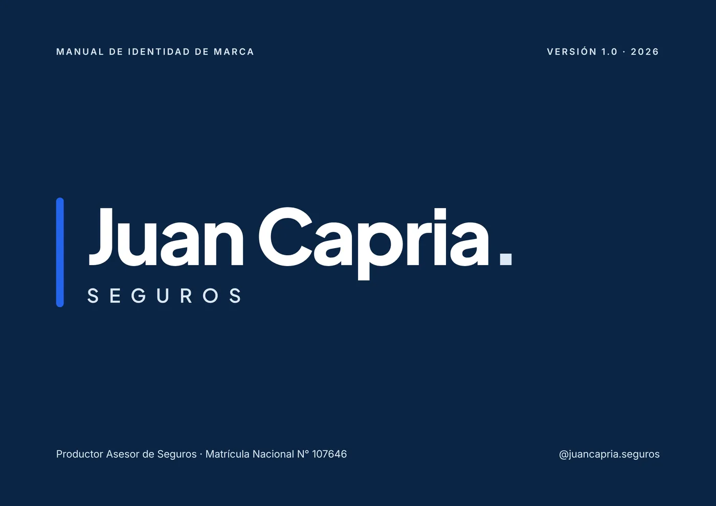 Portada del manual de marca de Juan Capria Seguros