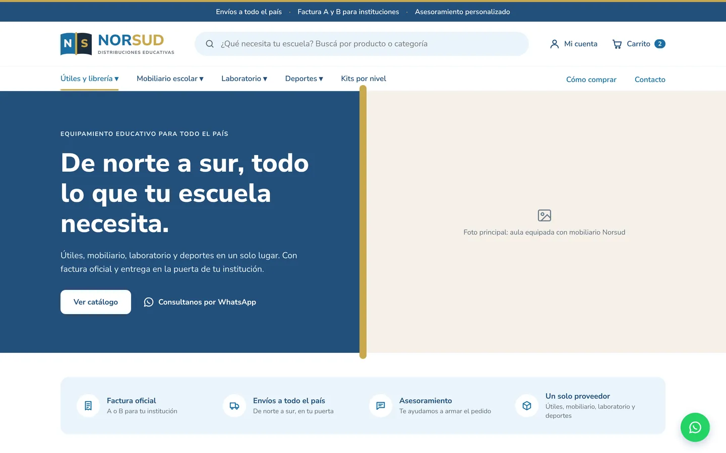 Página de inicio de la tienda online de Norsud