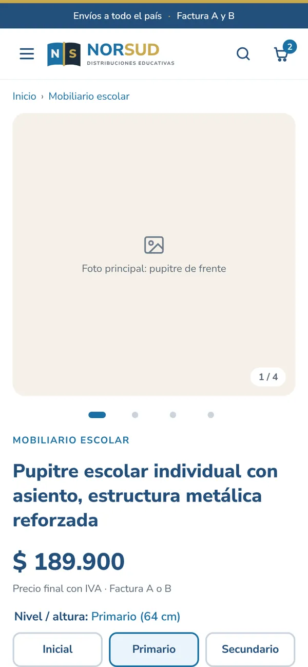 Ficha de producto de la tienda de Norsud en el celular