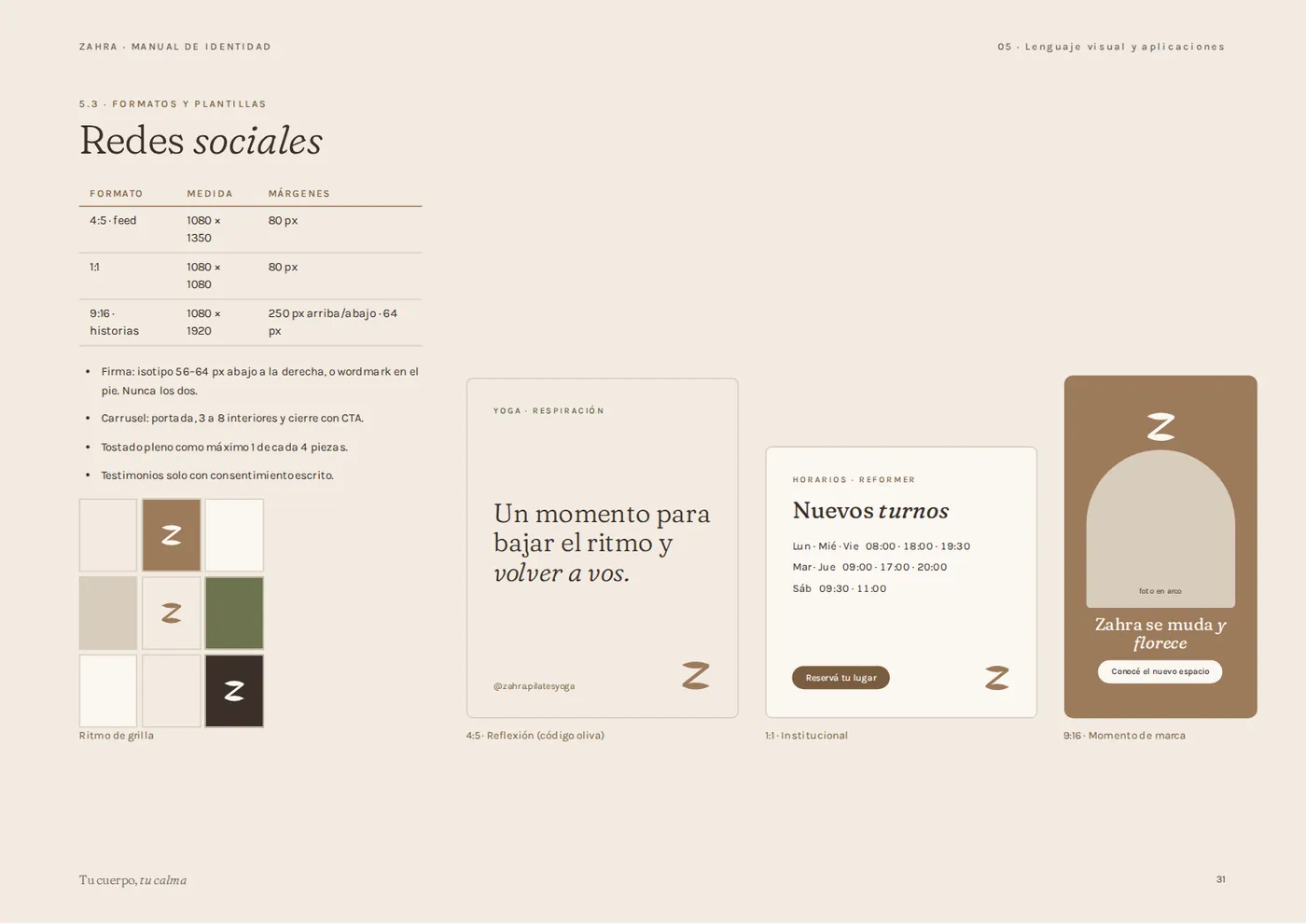 Manual de Zahra: plantillas para redes sociales