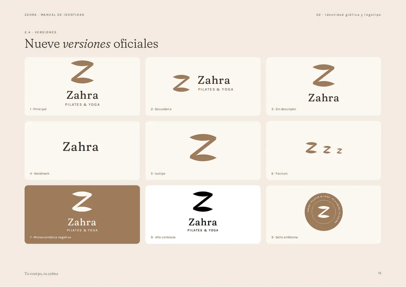 Manual de Zahra: nueve versiones oficiales del logo